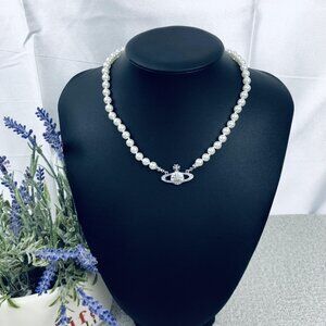 BRAND NEW Vivienne westwood Silver Orb Pearl Choker Necklace